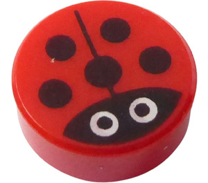 LEGO Rood Tegel 1 x 1 Rond met Ladybird (35380 / 72399)