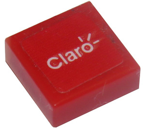 LEGO Rood Tegel 1 x 1 met 'Claro' Sticker met groef (3070)