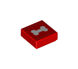 LEGO rouge Tuile 1 x 1 avec Chien Bone avec rainure (3070 / 73042)