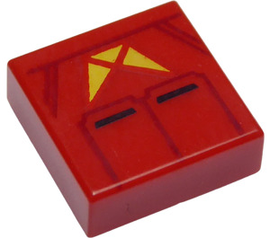 LEGO Red Tile 1 x 1 with Gold Triangles with Groove (3070 / 66812)