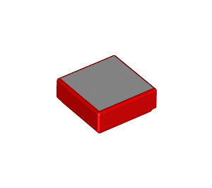 LEGO Red Tile 1 x 1 with Gray Square with Groove (25360 / 31550)