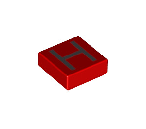 LEGO Red Tile 1 x 1 with 'H' with Groove (11546 / 13416)