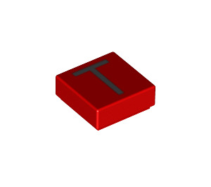 LEGO rot Fliese 1 x 1 mit Letter T mit Nut (11579 / 13429)