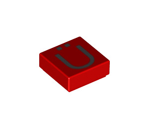 LEGO Red Tile 1 x 1 with Letter Ü with Groove (3070 / 13450)