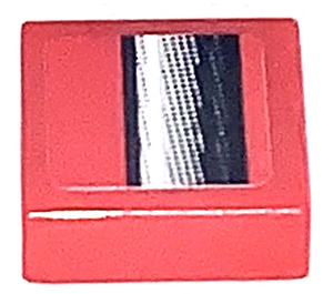 LEGO Red Tile 1 x 1 with Middlepart of Bumper Sticker with Groove (3070)