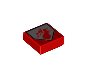 LEGO rot Fliese 1 x 1 mit rot Drachen mit Nut (3070 / 23828)