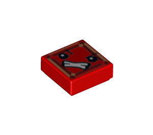 LEGO Red Tile 1 x 1 with Red Kryptomite Face  with Groove (3070 / 29667)