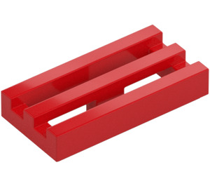 LEGO Rosso Piastrella 1 x 2 Griglia (con scanalatura inferiore) (2412 / 30244)