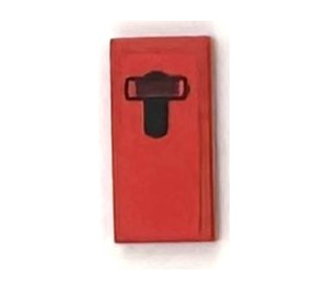 LEGO Red Tile 1 x 2 with Black Handle Sticker with Groove (3069)