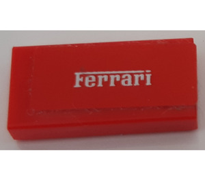 LEGO rot Fliese 1 x 2 mit "Ferrari" Lettering Aufkleber mit Nut (3069)