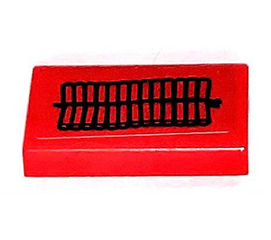 LEGO Red Tile 1 x 2 with Firecrackers Sticker with Groove (3069)