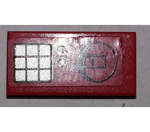 LEGO Red Tile 1 x 2 with Phone Buttons Sticker with Groove (3069)