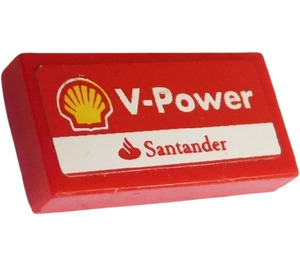 LEGO Red Tile 1 x 2 with Shell V-Power Sticker with Groove (3069)