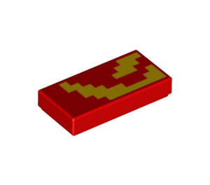 LEGO Red Tile 1 x 2 with yellow with Groove (1003 / 3069)