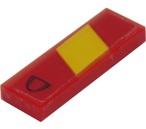 LEGO Red Tile 1 x 3 with Black Vent and Yellow Parrallelogram Sticker (63864)