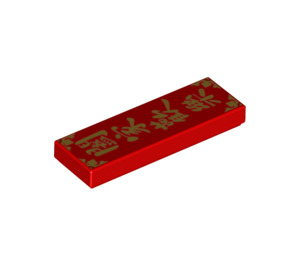 LEGO червен Плочка 1 x 3 с Chinese Symbols (63864 / 75419)