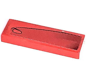 LEGO Red Tile 1 x 3 with Door decoration left side Sticker (63864)