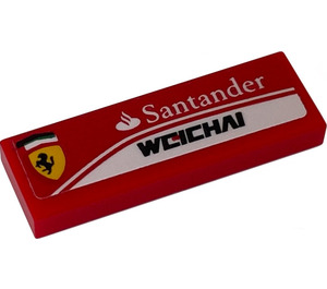 LEGO Red Tile 1 x 3 with Ferrari, Santander and WEICHAI Logos (Right) Sticker (63864)