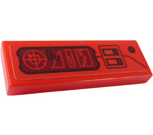 LEGO Red Tile 1 x 3 with Radar, Graph and Switches Sticker (63864)