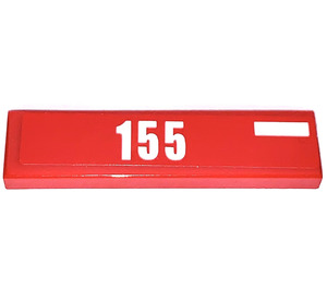 LEGO Red Tile 1 x 4 with '155' and a white line on the right Sticker (2431)