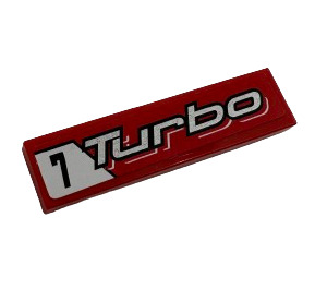 LEGO Rood Tegel 1 x 4 met "7 Turbo" Sticker (2431)