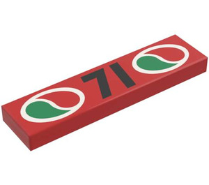 LEGO Rood Tegel 1 x 4 met 71 en Octan logo (2431)