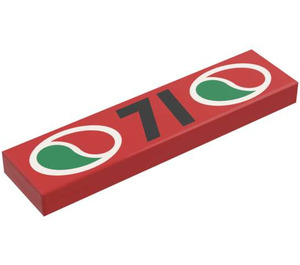 LEGO Red Tile 1 x 4 with 71 and Octan Logo (2431)