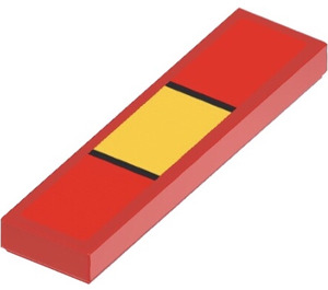 LEGO Red Tile 1 x 4 with Black and Yellow Stripes Sticker (2431)