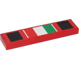 LEGO Red Tile 1 x 4 with Black Squares and Italian Flag Sticker (2431)