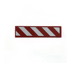 LEGO Red Tile 1 x 4 with Danger Stripes - Red / White (Left) Sticker (2431)