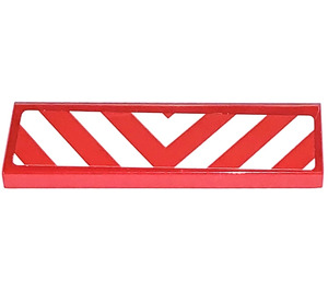 LEGO Red Tile 1 x 4 with Danger Stripes Sticker (2431)
