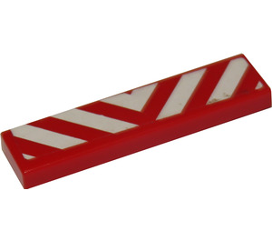 LEGO Red Tile 1 x 4 with Danger Stripes with Transparent Background Sticker (2431)