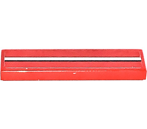 LEGO Red Tile 1 x 4 with Decoration Stripe Sticker (2431)
