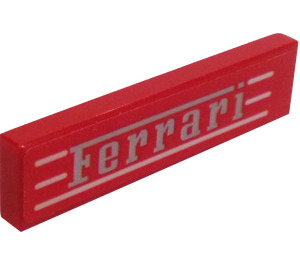 LEGO Red Tile 1 x 4 with Ferrari and Stripes Sticker (2431)