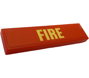 LEGO Red Tile 1 x 4 with "FIRE" Sticker (2431)