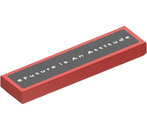 LEGO Red Tile 1 x 4 with ‘#Future Is An Attitude’ Sticker (2431)