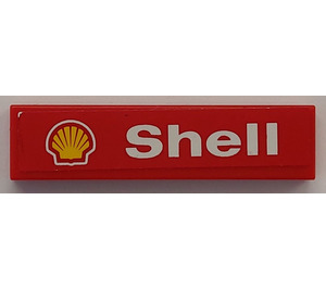 LEGO Red Tile 1 x 4 with Shell Logo Sticker (2431)