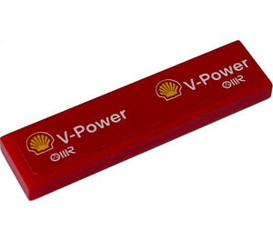 LEGO Red Tile 1 x 4 with Shell V-Power Logo x 2 Sticker (2431)