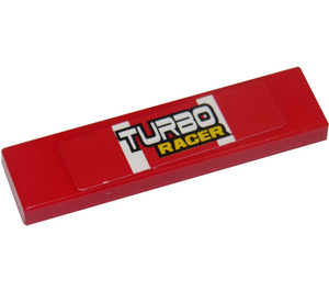 LEGO Red Tile 1 x 4 with "TURBO RACER" Sticker (2431 / 91143)