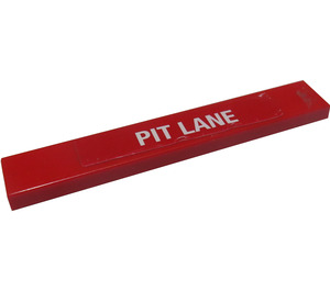 LEGO Red Tile 1 x 6 with 'Pit Lane' Sticker (6636)