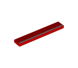 LEGO Red Tile 1 x 6 with Silver line (6636 / 103628)