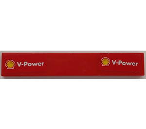 LEGO Red Tile 1 x 6 with 'V-Power' and Shell Logo on Both Ends Sticker (6636)