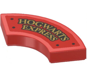 LEGO Red Tile 2 x 2 Curved Corner with Gold 'HOGWARTS EXPRESS' Sticker (27925)