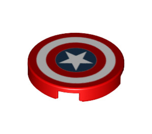 LEGO Red Tile 2 x 2 Round with Captain America Logo with Bottom Stud Holder (14769 / 29622)