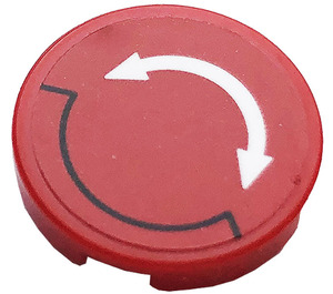 LEGO Red Tile 2 x 2 Round with Double Curved Arrow Sticker with Bottom Stud Holder (14769)