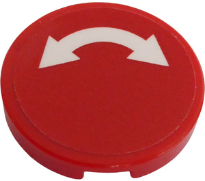 LEGO Red Tile 2 x 2 Round with double white arrows Sticker with Bottom Stud Holder (14769)