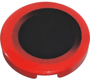 LEGO Red Tile 2 x 2 Round with Faded Black with "X" Bottom (4150)