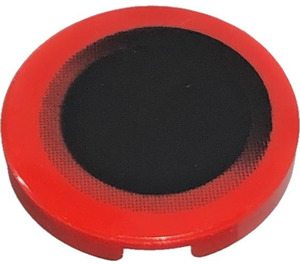 LEGO Rood Tegel 2 x 2 Rond met Faded Zwart met X-vormige bodem (4150 / 44245)