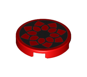 LEGO Red Tile 2 x 2 Round with Geometric with Bottom Stud Holder (14769 / 26533)