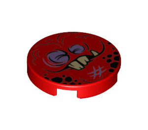LEGO Red Tile 2 x 2 Round with Globlin Face with Bottom Stud Holder (14769 / 25178)